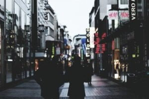 Image of People walking down a high street to support how a business can keep their business data safe and secure during the christmas holiday period