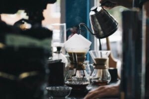 Close up of someone pouring coffee through a filter to highlight some of the different types of threats businesses can face in the workplace