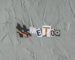 Magazine letters spelling me too to depict a person who's experiencing sexual harassment in the workplace