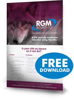 Colour graphic of PDF weakness guide checklist from RGM Security Ltd