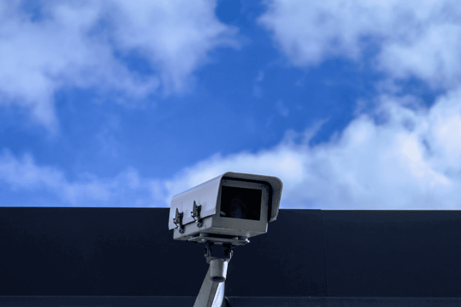 CCTV cameras on construction site in South Wales