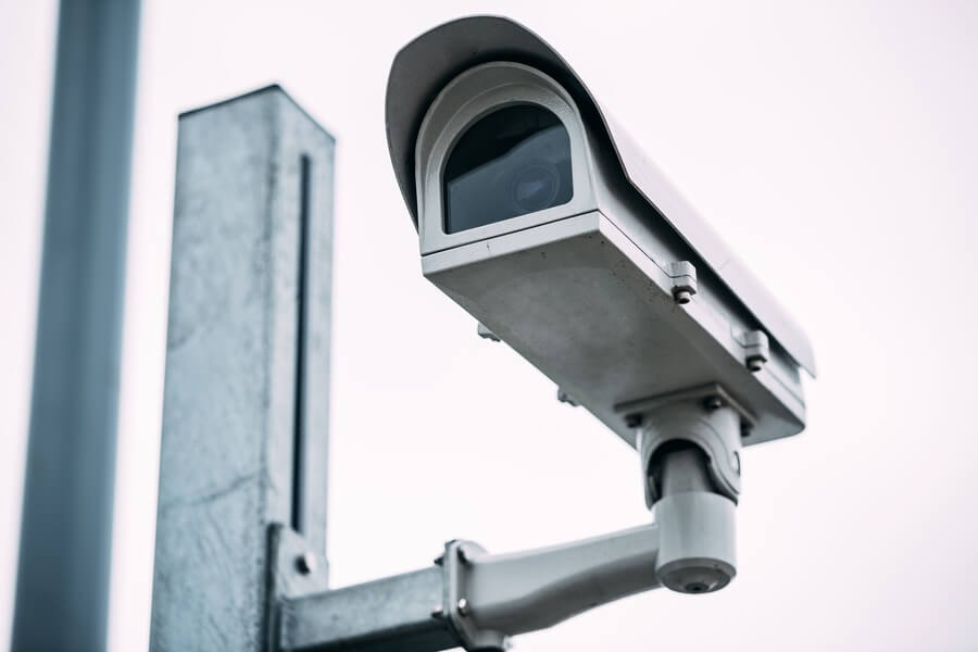 Security camera overlooking construction site in South Wales