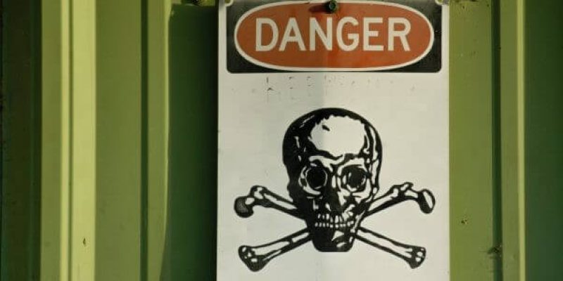 A skull and cross bone danger sign depicting how your business has a breach in it's security